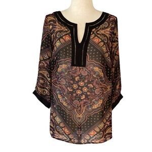 Saint Tropez West Sheer 3/4 Sleeve Blouse Top Women’s 2X